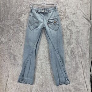 VTG Levis Engineered Jeans Womens Blue Twisted Buckle Back Zip Fly Fits 26x30